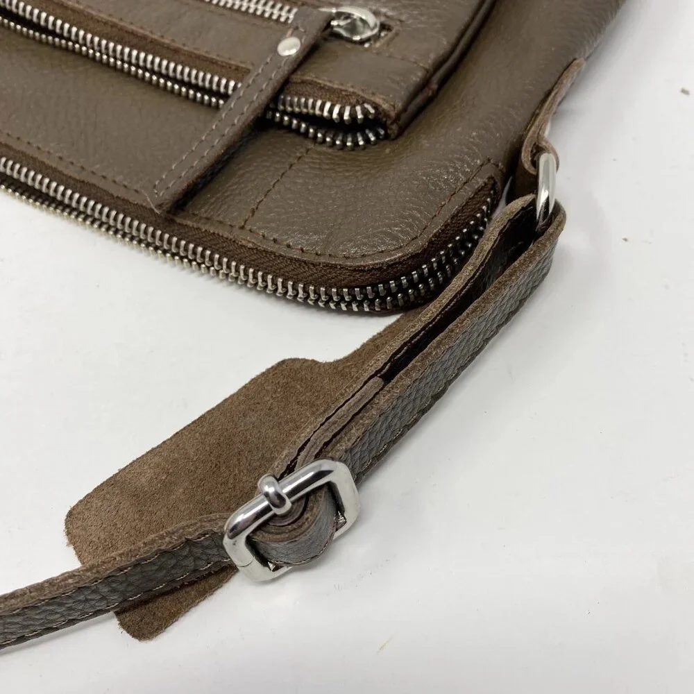 Wise Owl Dark Brown Real Leather Crossbody Handbag - Picture 15 of 16